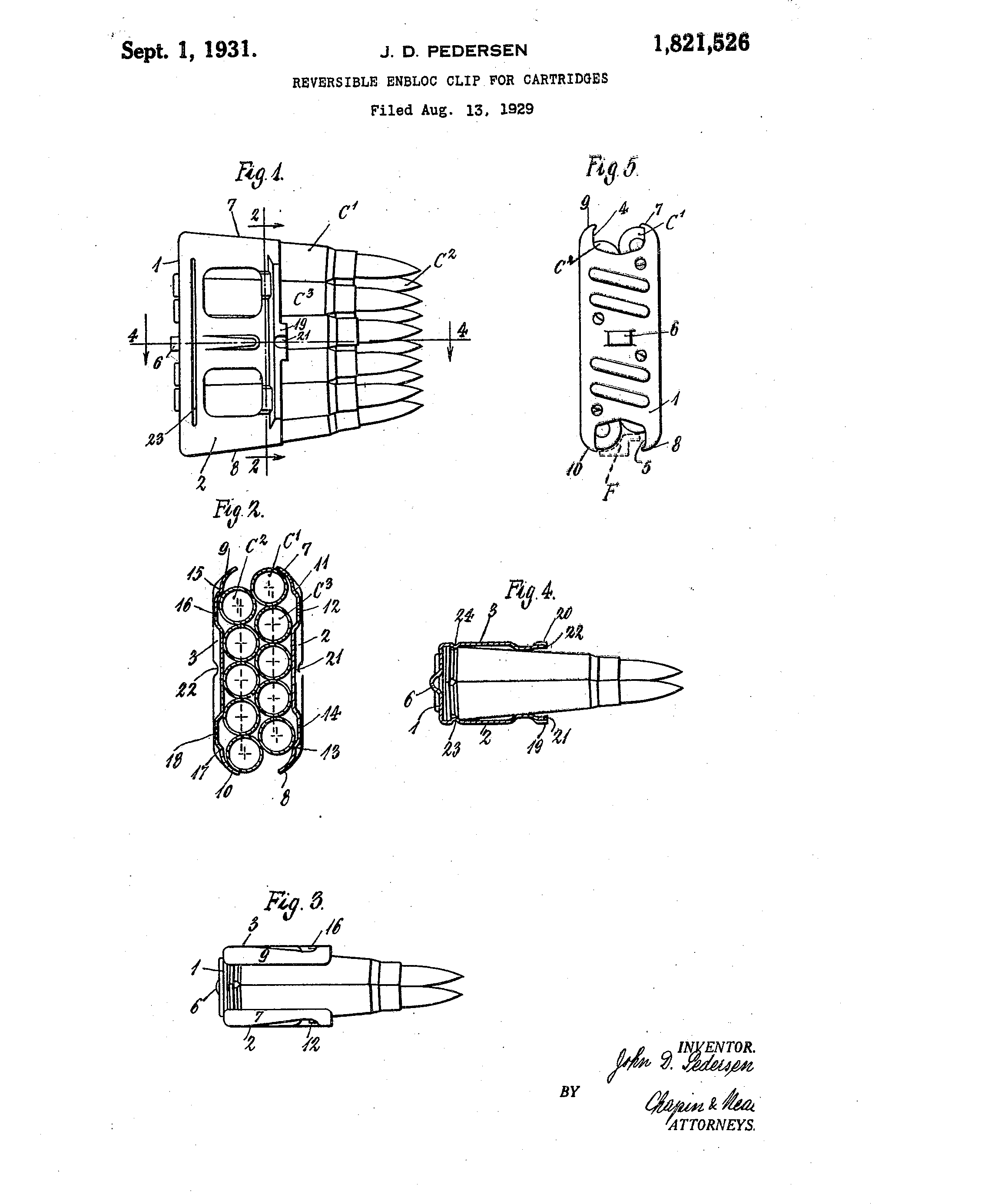 .276 Pedersen clip patent drawings